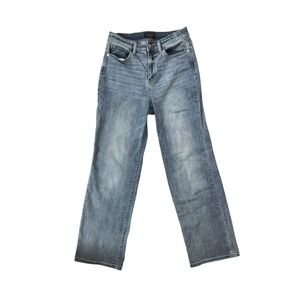 Judy Blue Los Angeles Straight Fit Jeans 7/28 Medium Wash Light Distress